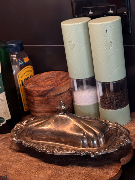 Vintage Silverplate Butter Dish with Lid – Ornate Scalloped Tray – Cottagecore Kitchen Decor