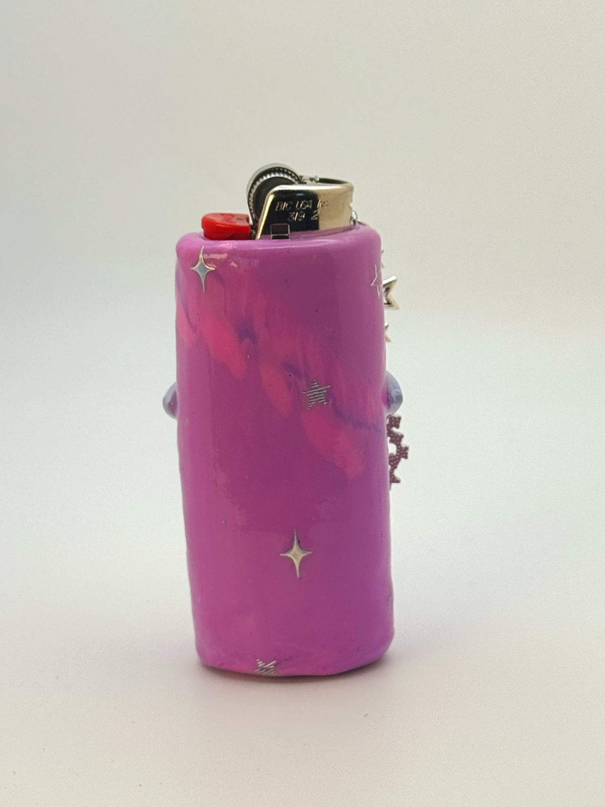 Smoking Star Case with charm| Fits Standard Bic | Handmade Polymer Clay Art