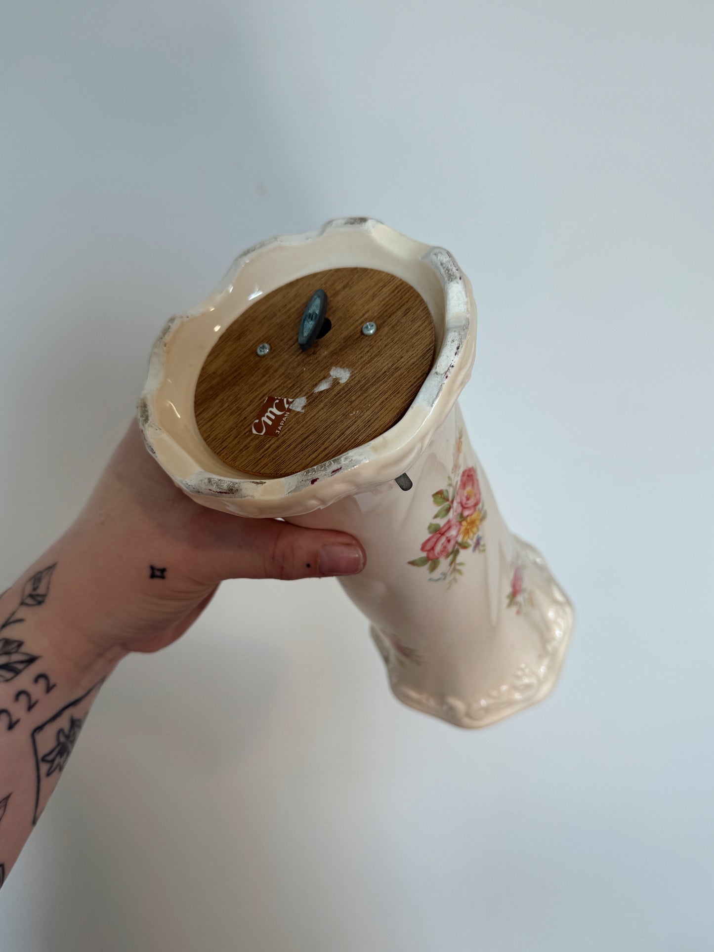 Vintage Floral Music Box Vase – Working Ceramic Music Box, 10” Tall