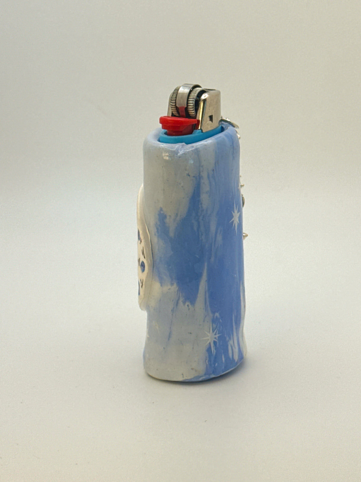 Smoking Moon Case with charm| Fits Standard Bic | Handmade Polymer Clay Art