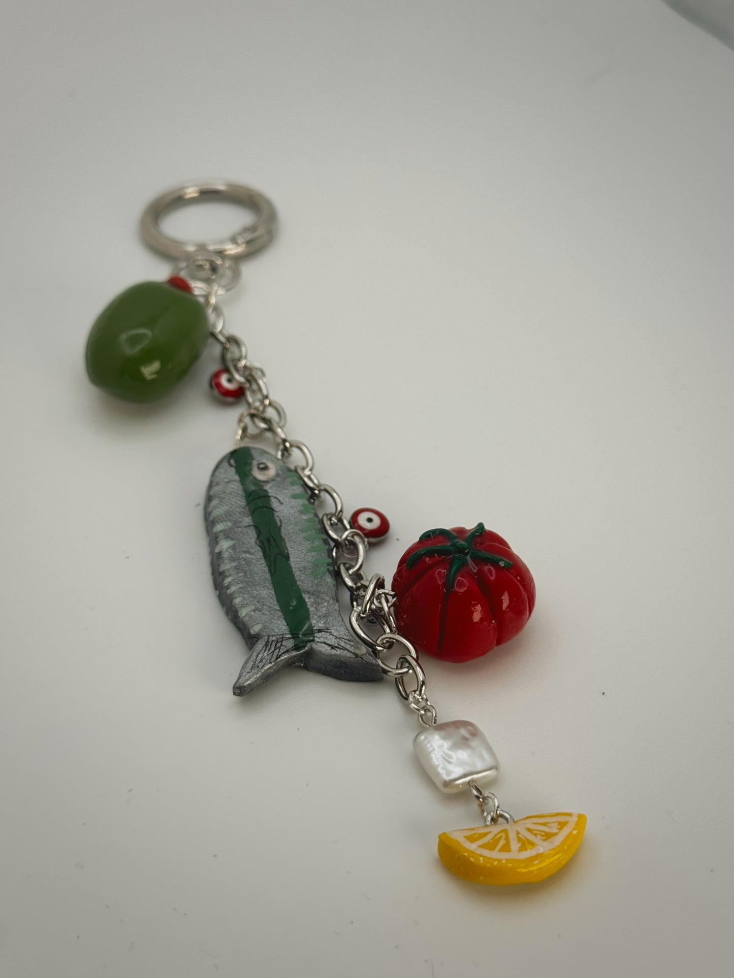 Euro Summer Keychain SILVER – Handmade Polymer Clay Bag Charm
