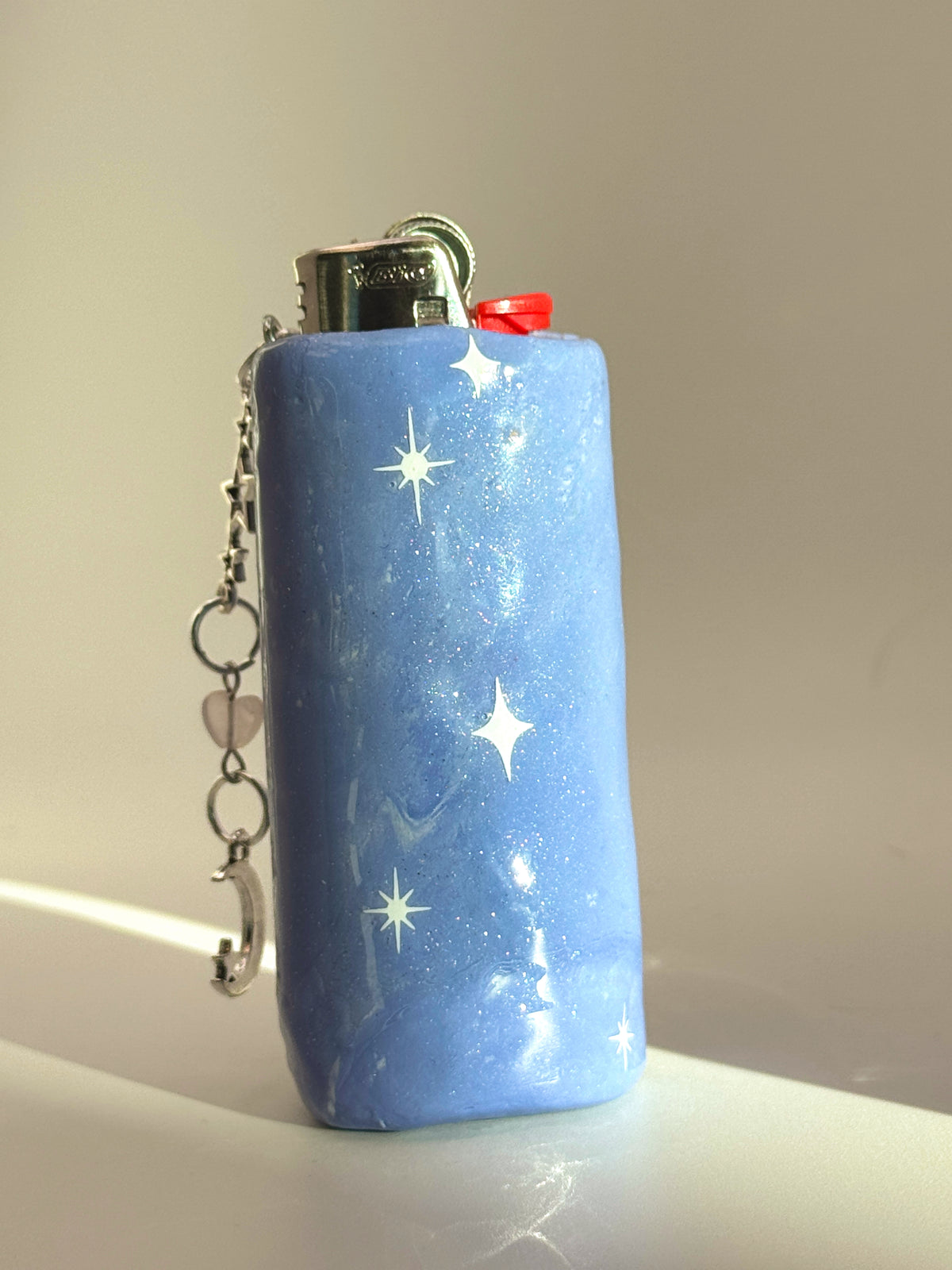 Black Cat Case with charm| Fits Standard Bic | Handmade Polymer Clay Art