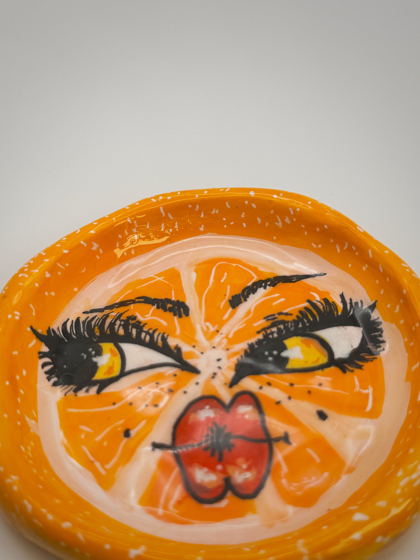 Orange Face Trinket Dish(3.5-4”) –Handmade Polymer Clay