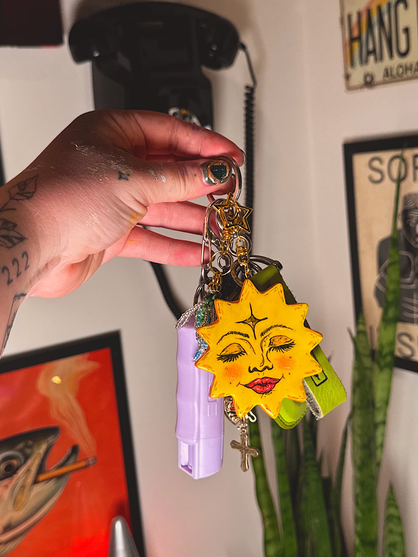Sunny Babe Keychain – Hand-Painted Polymer Clay Charm