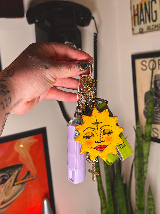 Sunny Babe Keychain – Hand-Painted Polymer Clay Charm