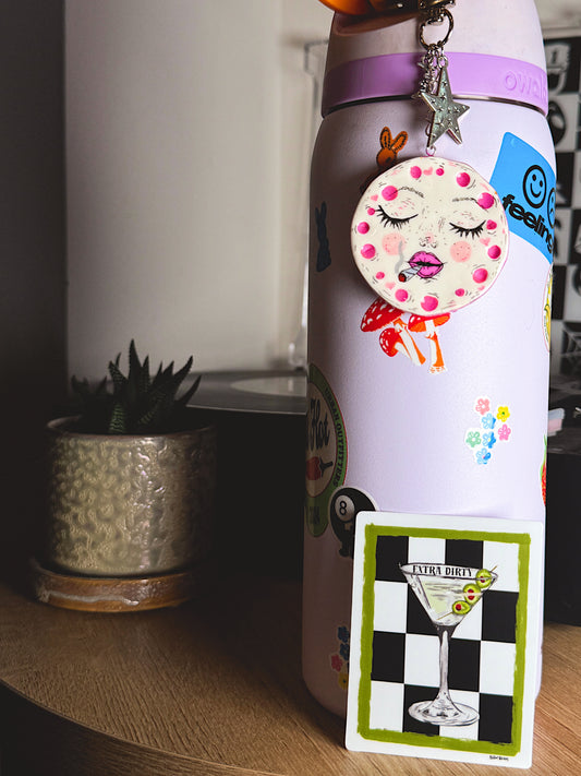 Olive Martini Sticker – Checkerboard Cocktail Art Vinyl Sticker