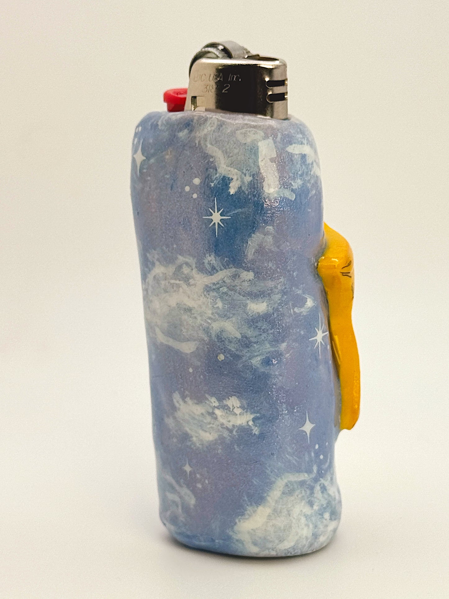 Celestial Star Lighter Case – Hand-Painted Blue Sky Design