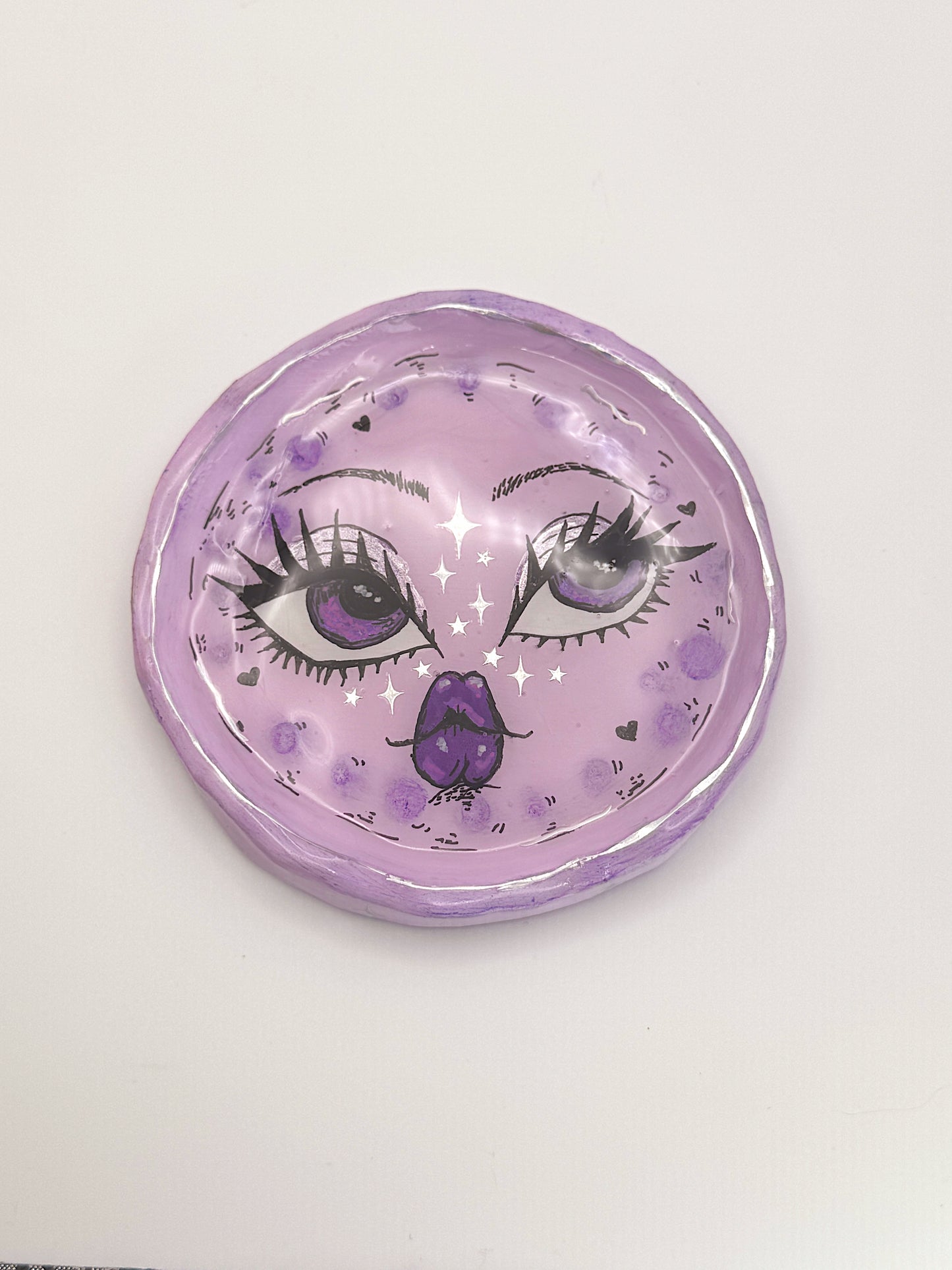Lavender Moon Trinket Dish — 4 Inch Hand-Painted Polymer Clay