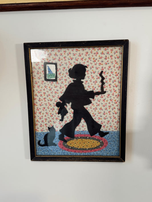 Vintage 1931 Framed Hand Cut Silhouette Folk Art – Signed & Dated