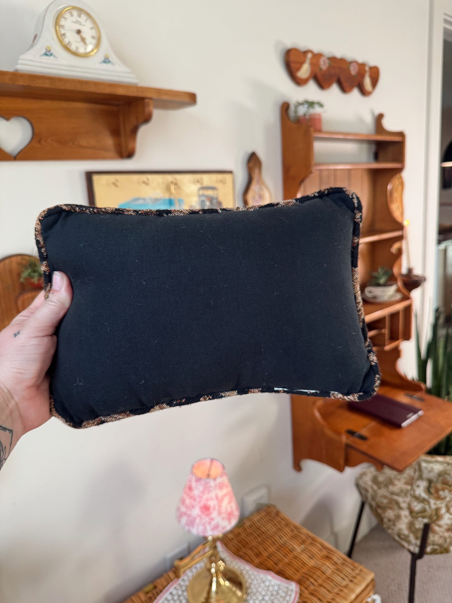 Vintage Whimsical Frog Needlepoint Style Pillow