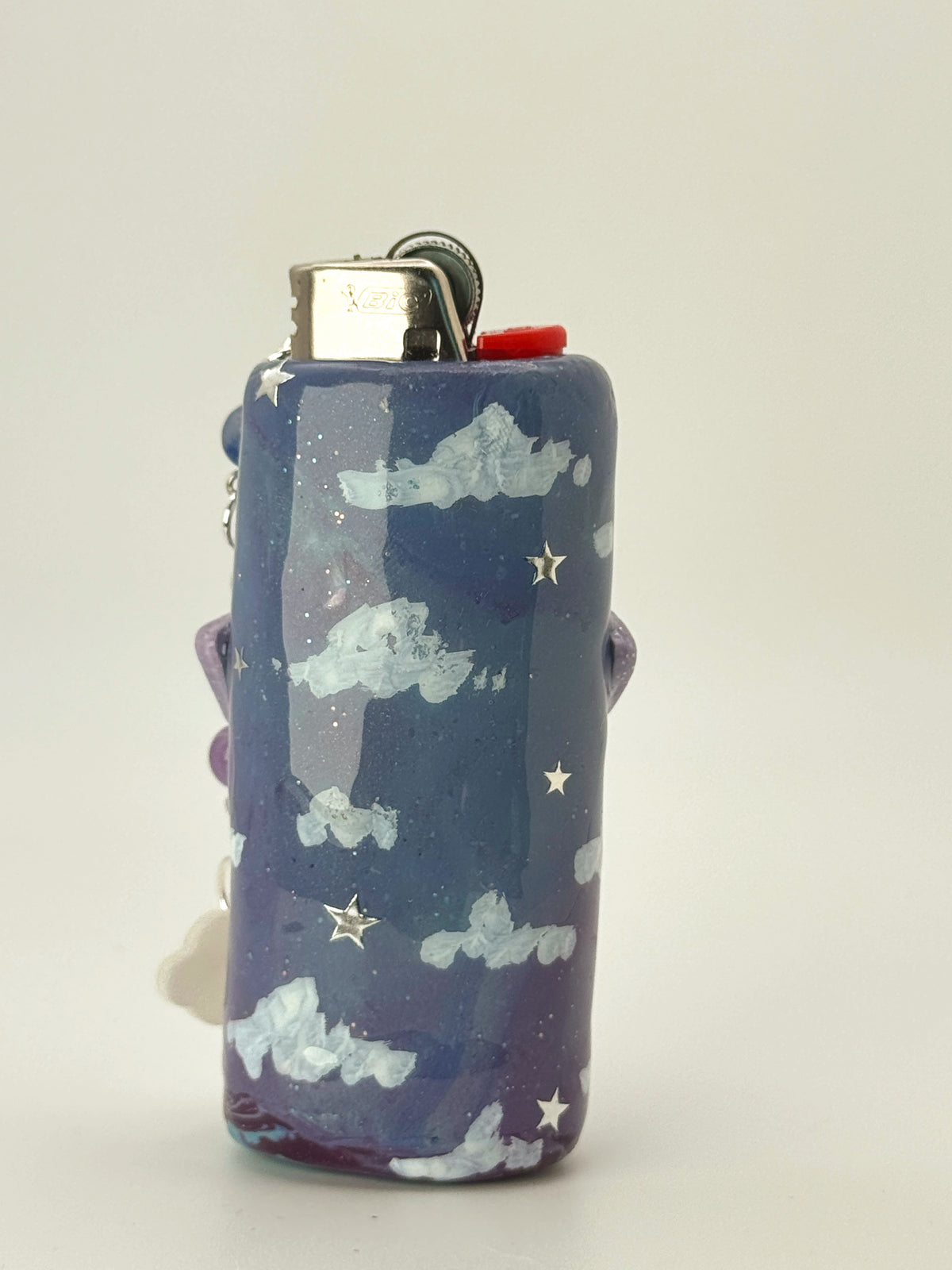 Lilac Haze Star Lighter Case with charm| Fits Standard Bic | Handmade Polymer Clay Art