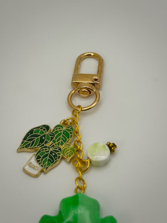 Miss Monstera Bag Charm | Handmade Polymer Clay Key Chain