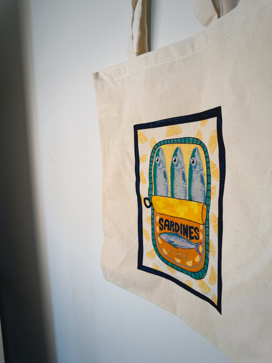 Sardines With Lemon Hand-Pressed Tote Bag | 15x16 Natural Cotton