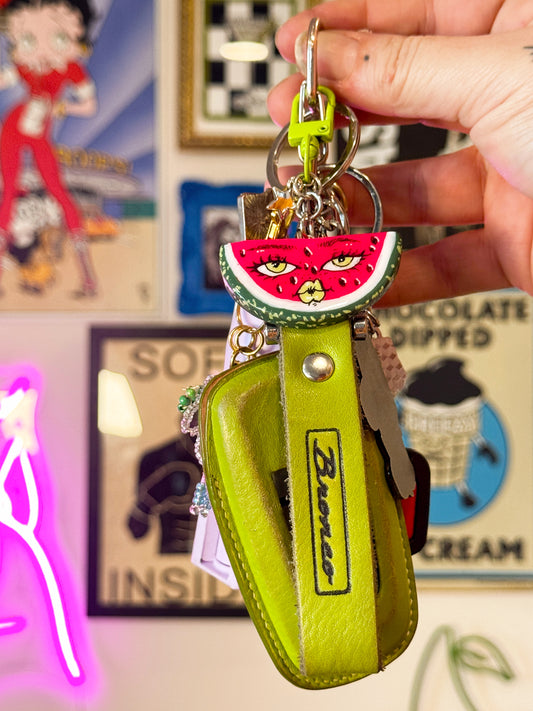 Sassy Watermelon Keychain – Handmade Polymer Clay Bag Charm