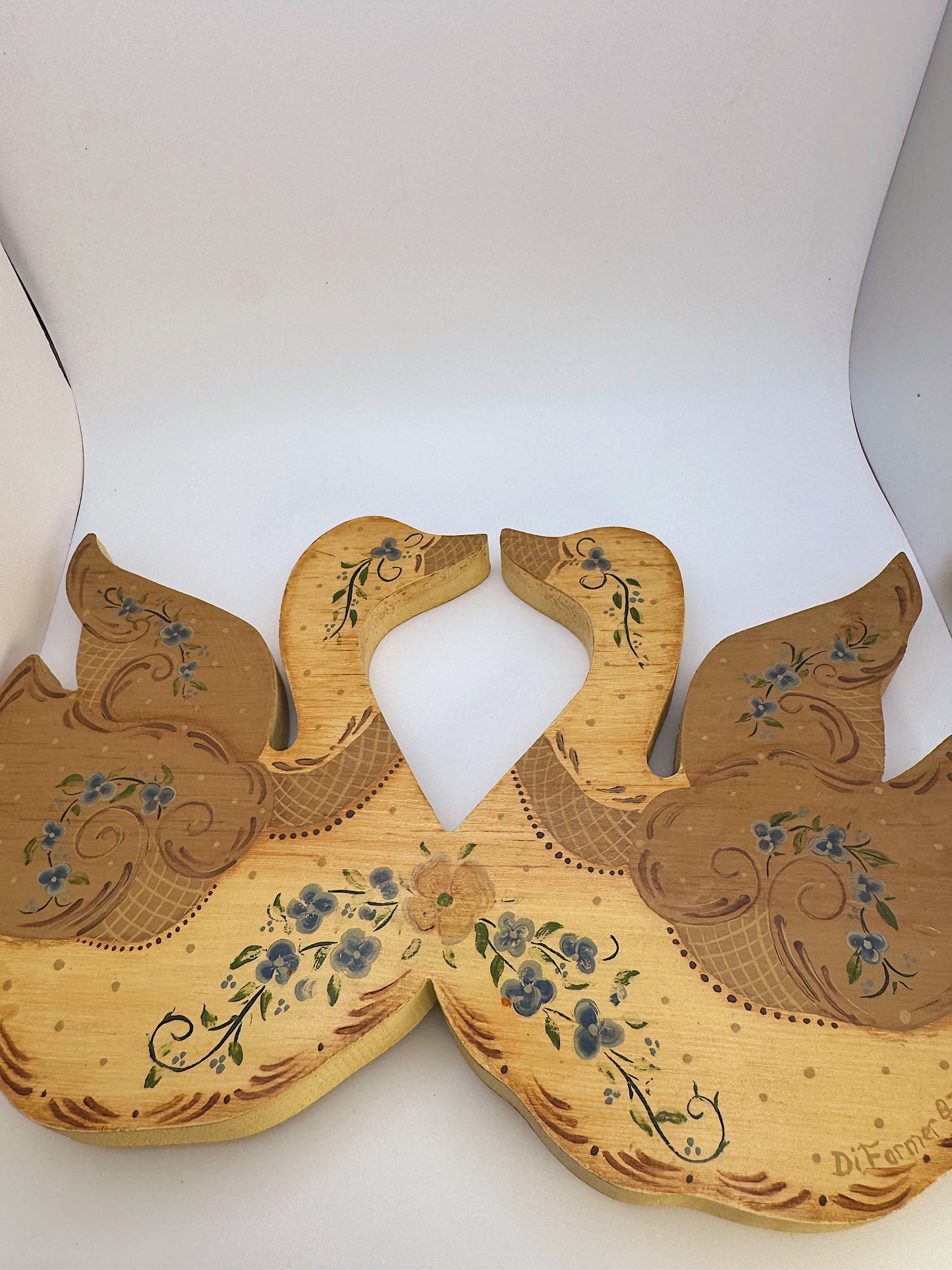 Vintage Hand-Painted Wooden Geese Wall Hanging (1987)