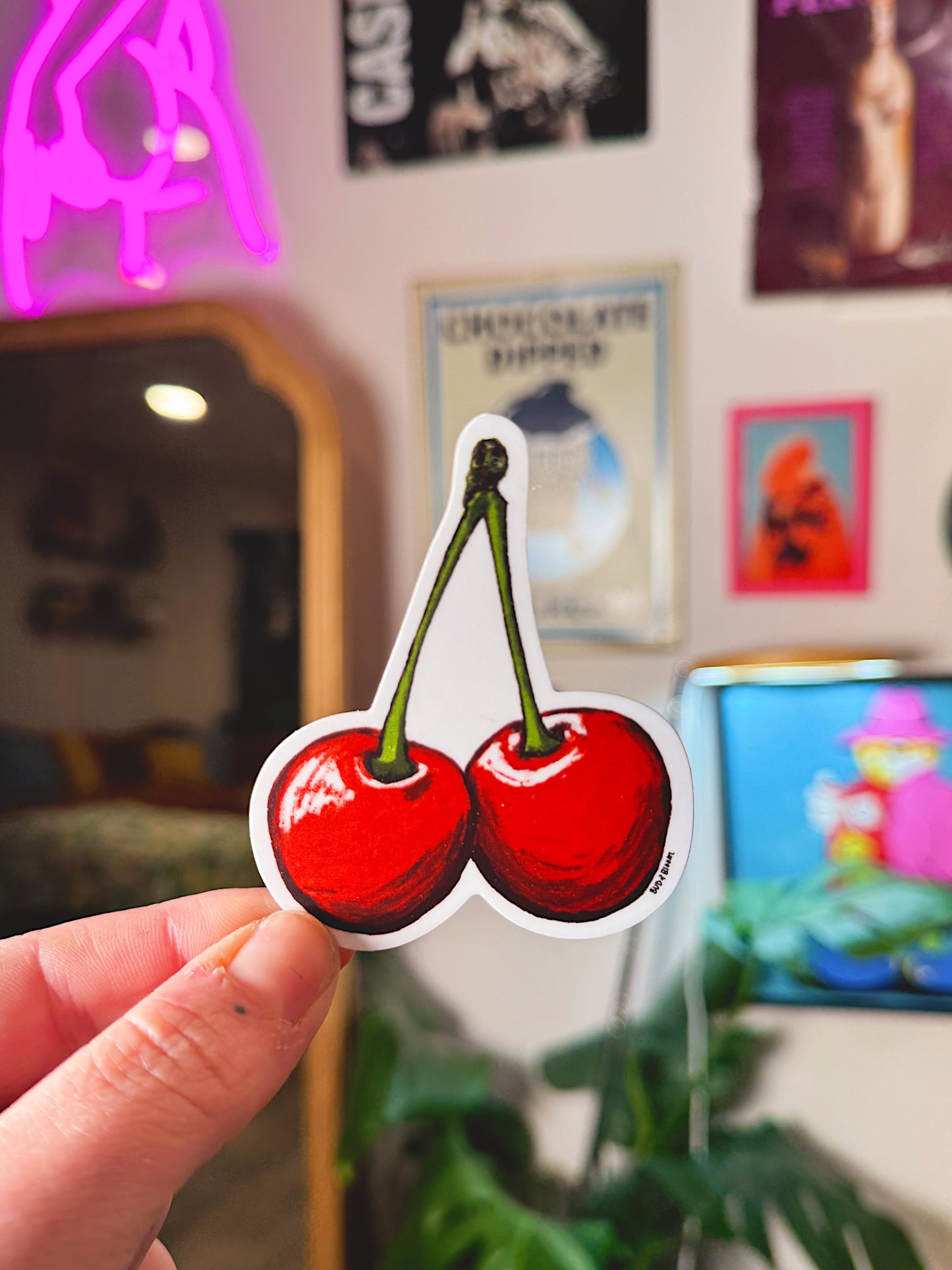 Cherry Duo Vinyl Sticker | Cute Red Cherry Sticker for Water Bottles, Laptops & Journals