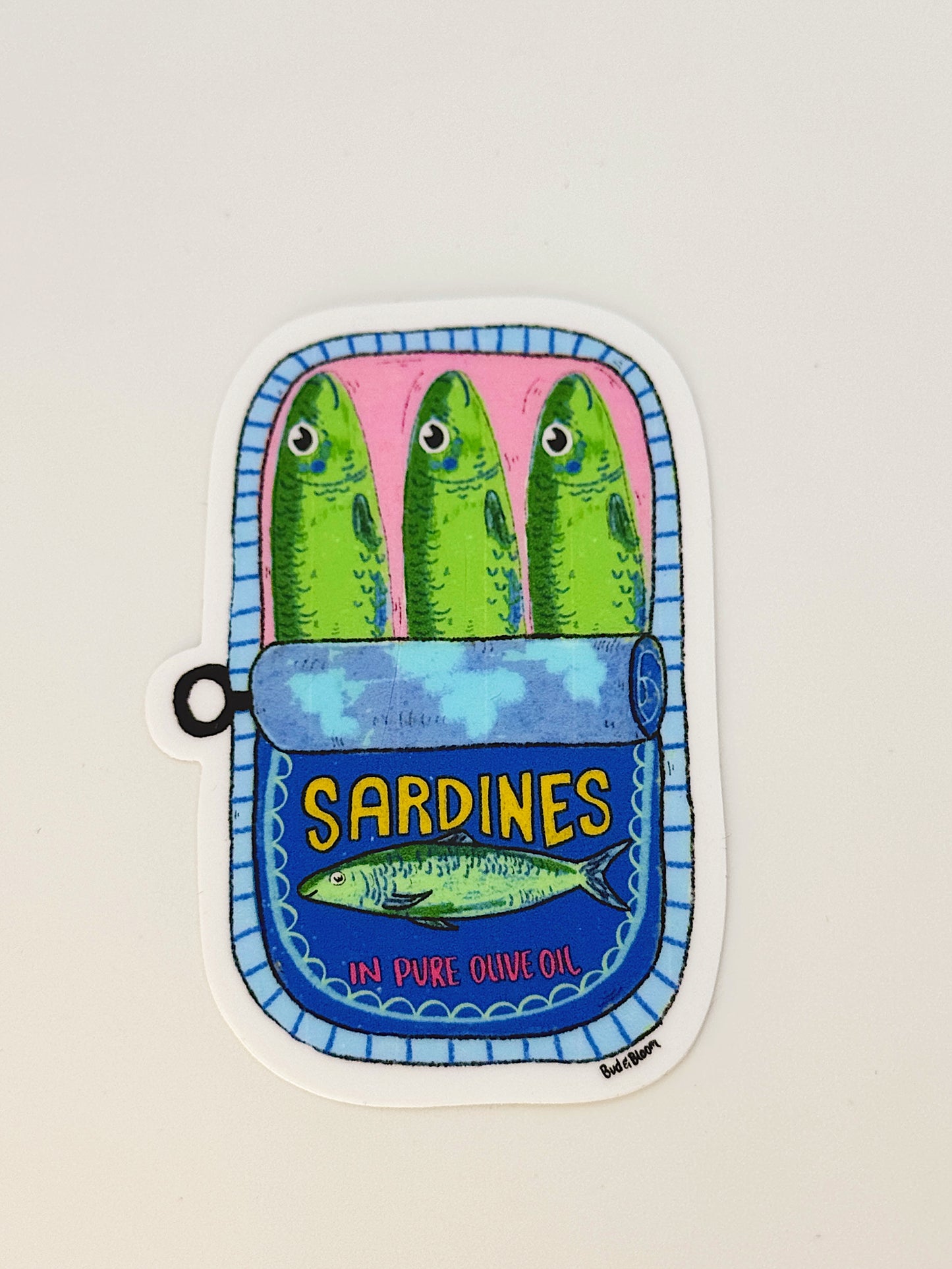 Sardines in Pure Olive Oil Vinyl Sticker – Hand Illustrated Tinned Fish Art