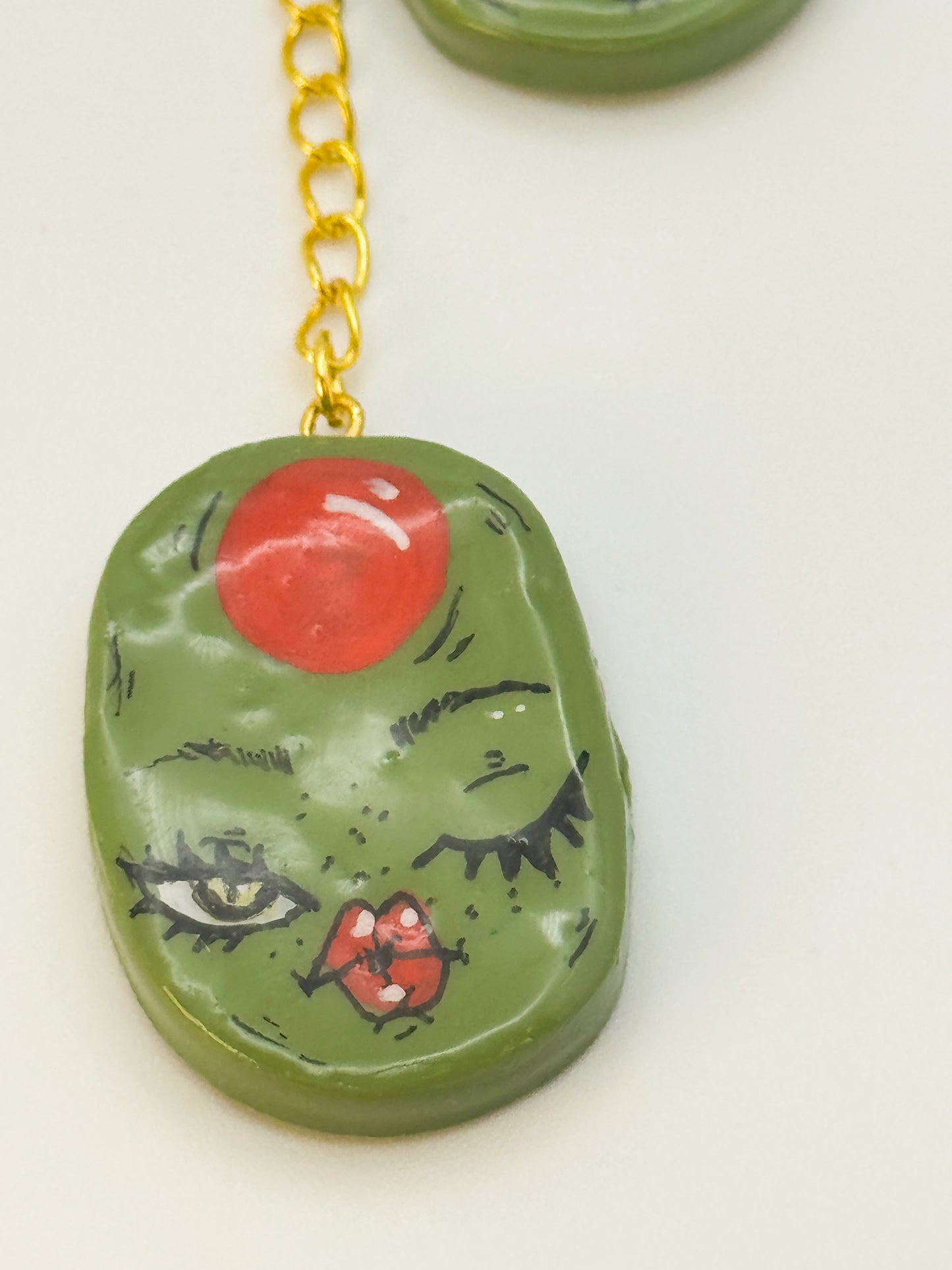 Pair of Olives Keychain – Handmade Polymer Clay Bag Charm