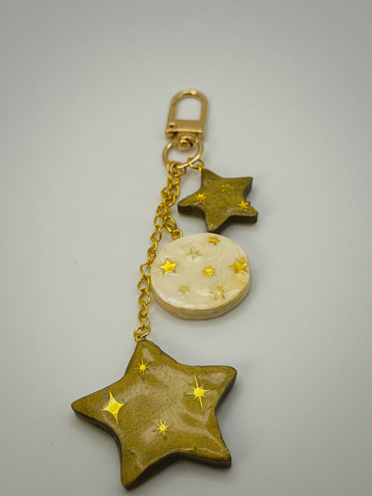 Celestial Trio Charm | Handmade Polymer Clay Key Chain