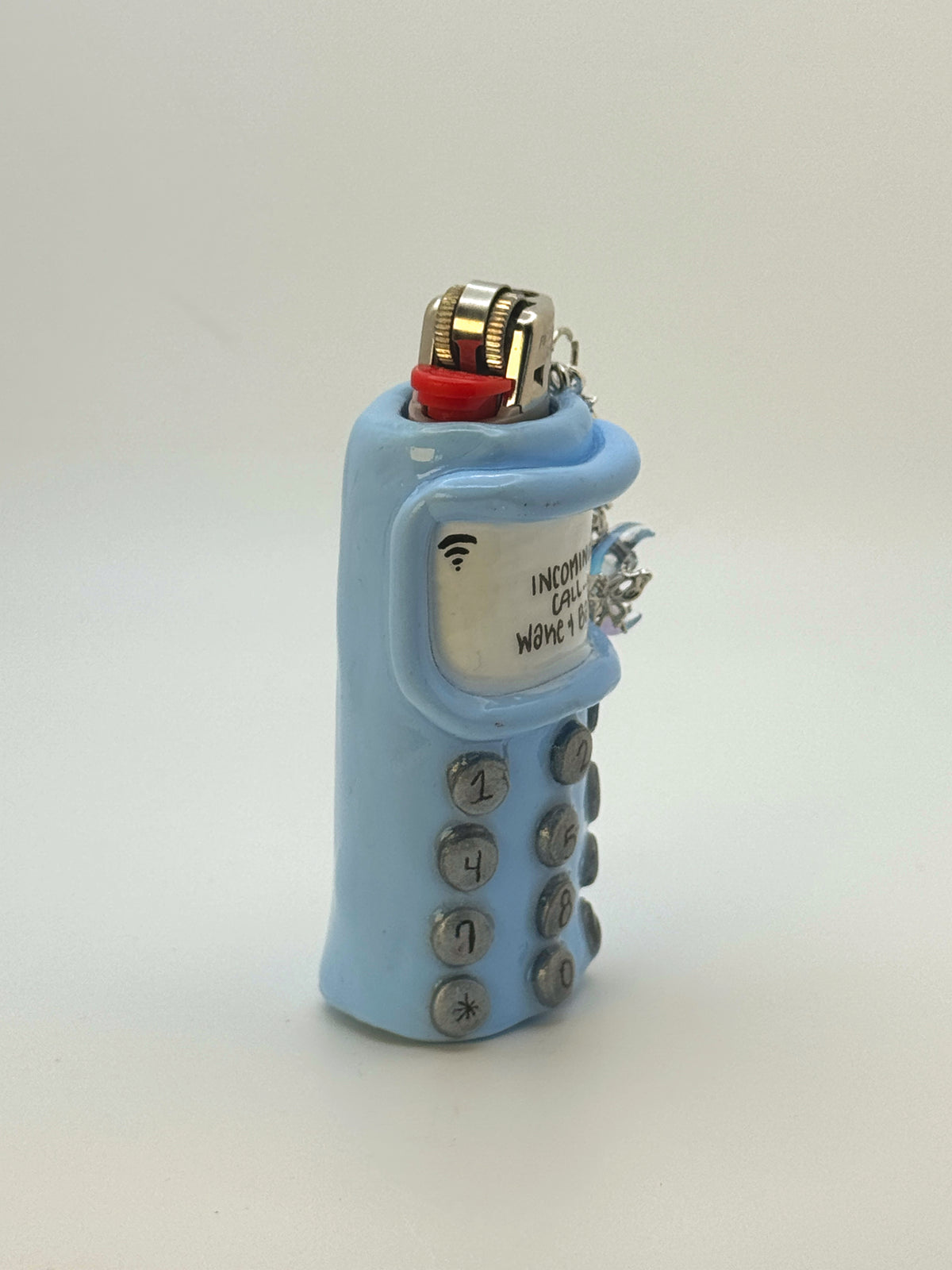 Vintage Cell Phone Case with charm| Fits Standard Bic | Handmade Polymer Clay Art