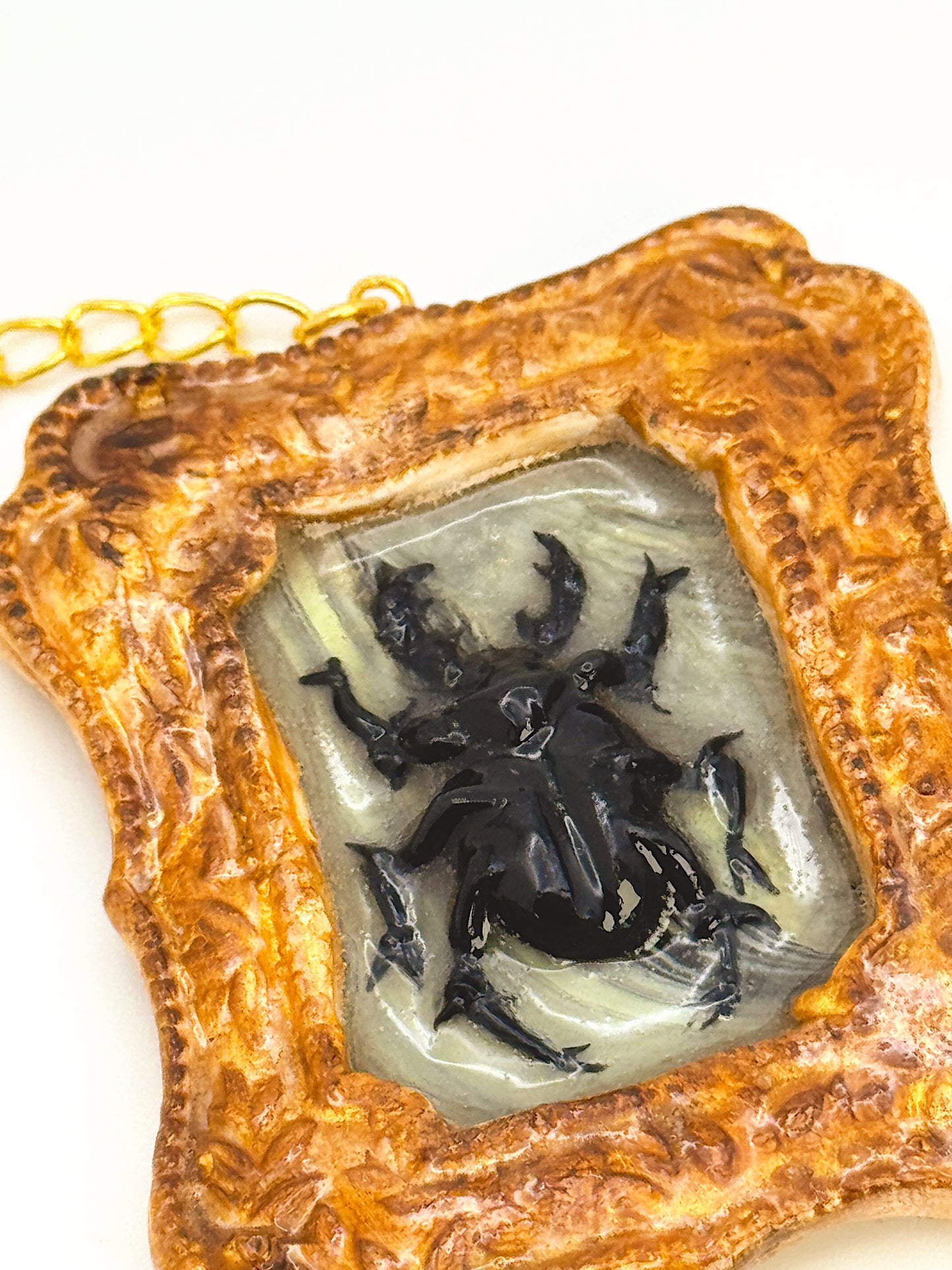 Vintage Beetle Frame Keychain – Sculpted Mini Art Relic