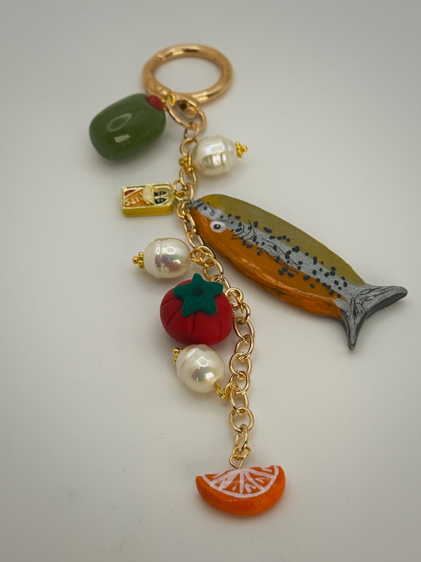 Euro Summer Keychain GOLD – Handmade Polymer Clay Bag Charm