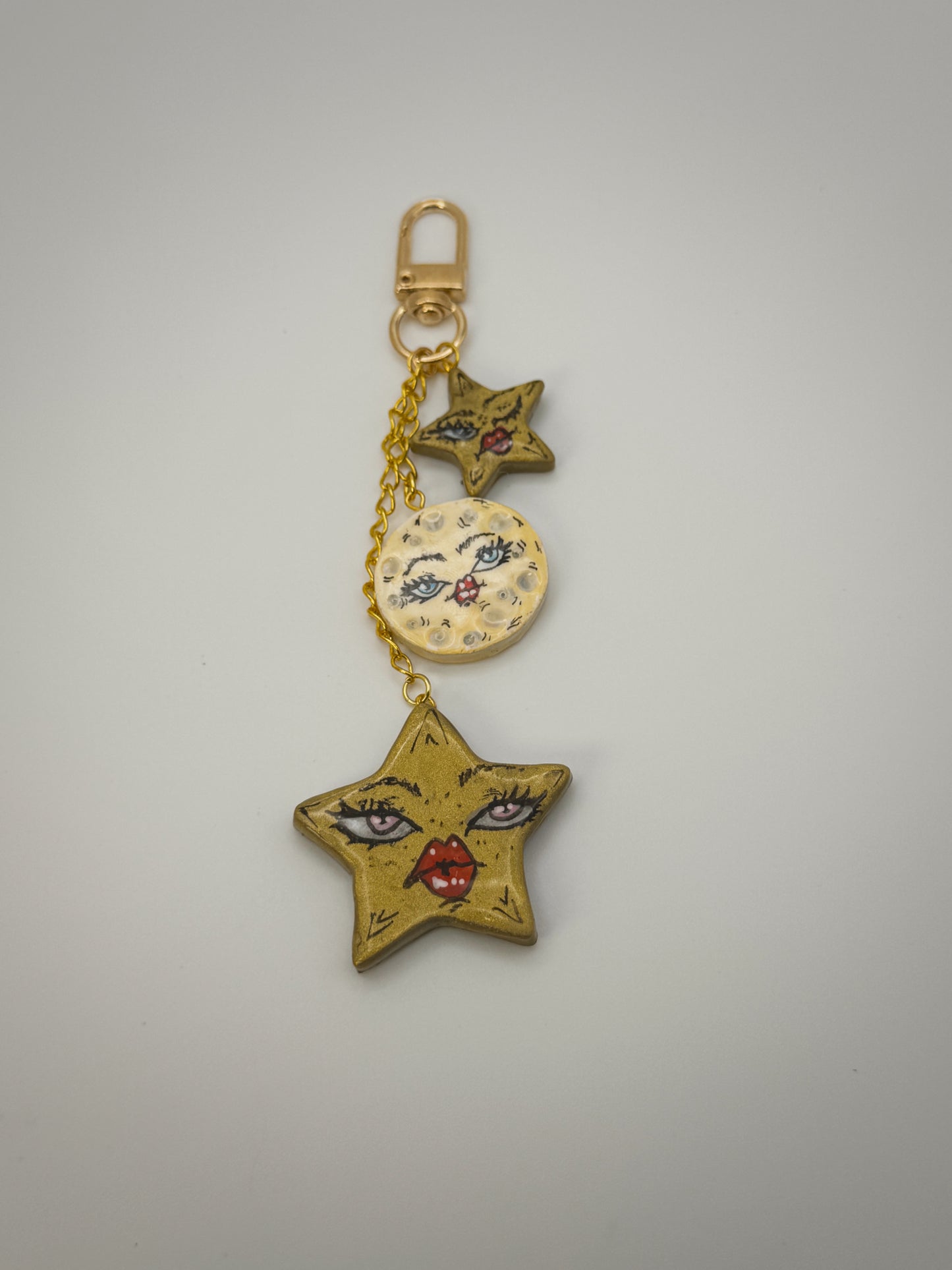 Celestial Trio Charm | Handmade Polymer Clay Key Chain