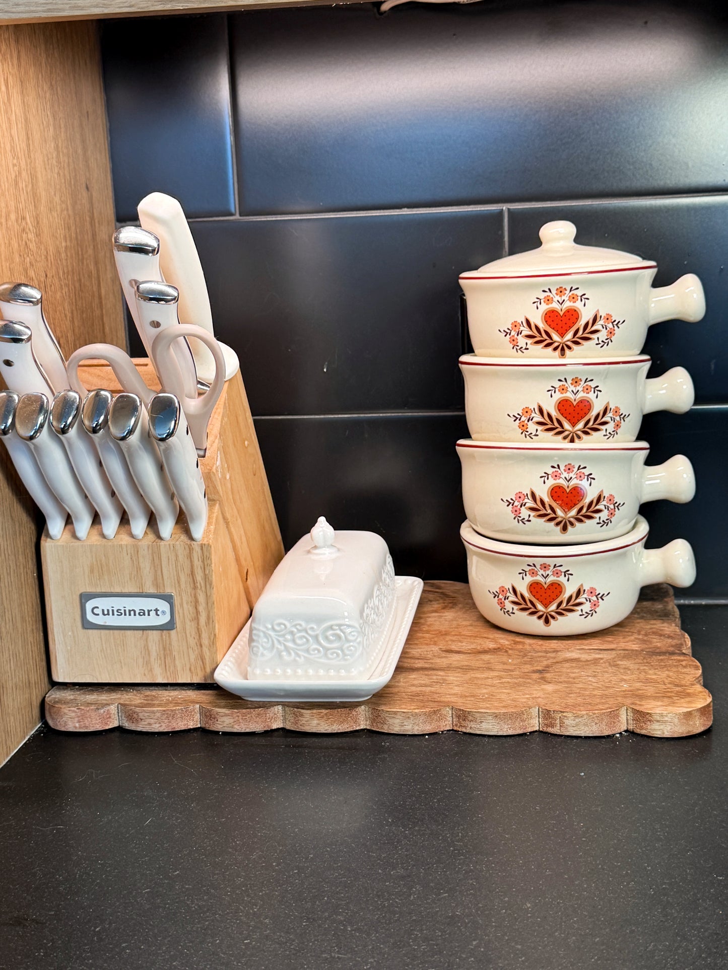 Vintage 1970s Heart Stoneware Soup Crock Set – Set of 4 with Lids