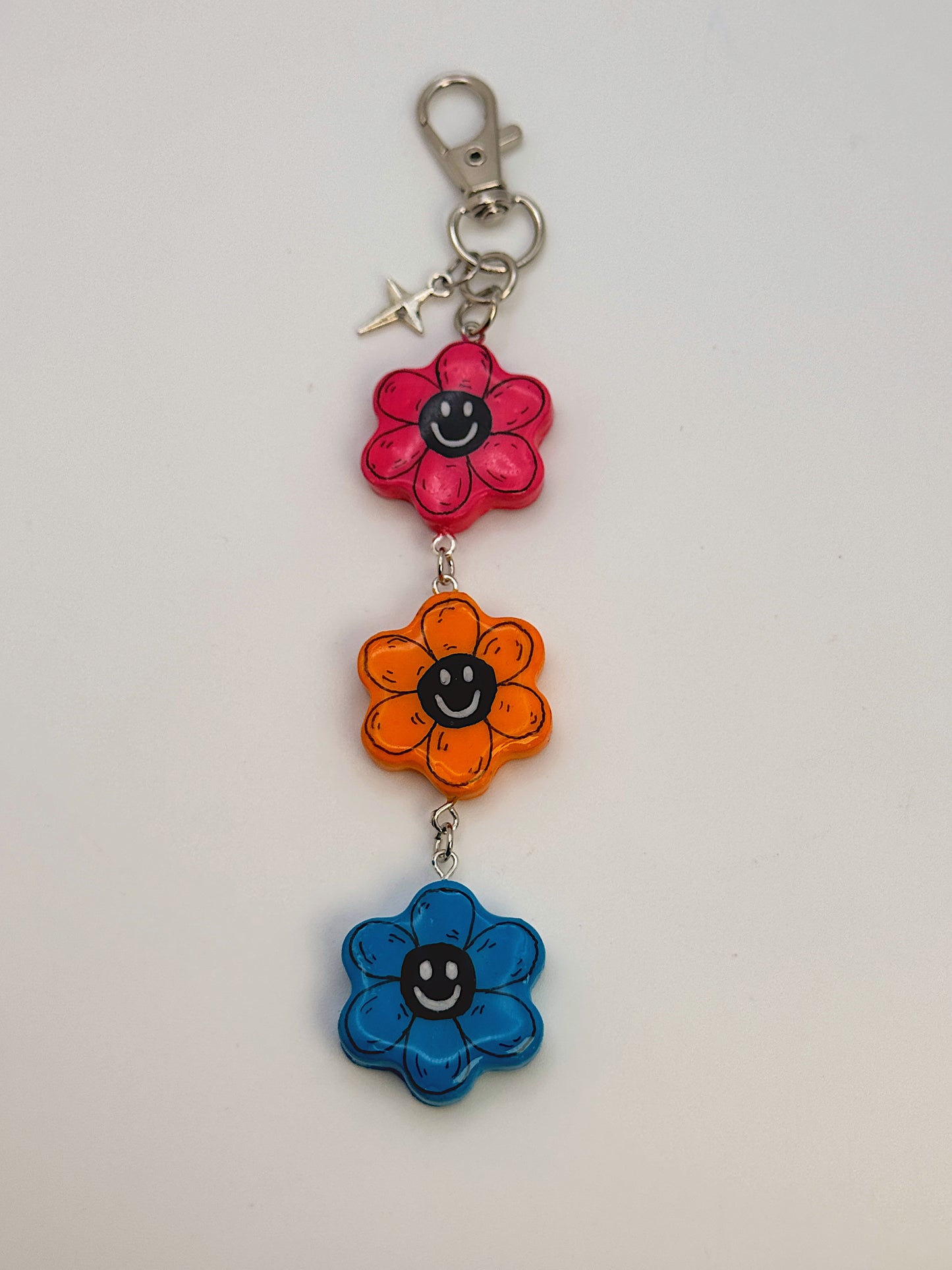 Mood Swing Flower Bag Charm – Handmade Polymer Clay Keychain