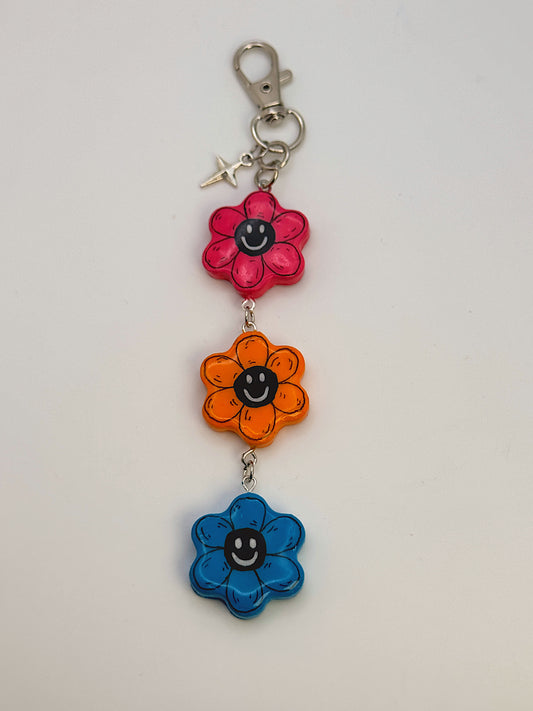 Mood Swing Flower Bag Charm – Handmade Polymer Clay Keychain