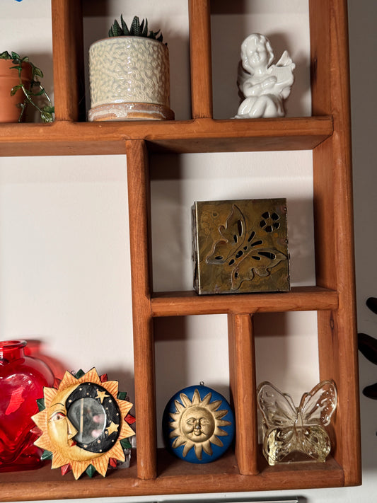 Vintage Brass Butterfly Votive Candle Holder | Pierced Metal | 3.5” Square