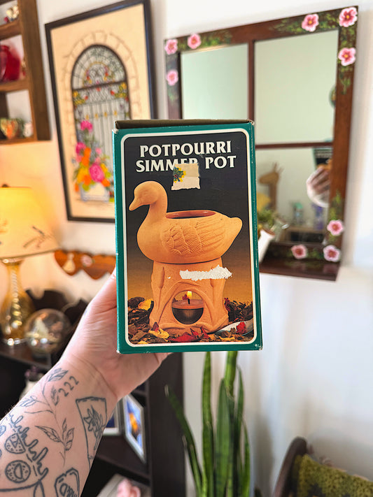 Vintage Duck Potpourri Simmer Pot w/ Box – Tea Light Oil Burner – Cottagecore Kitchen Decor