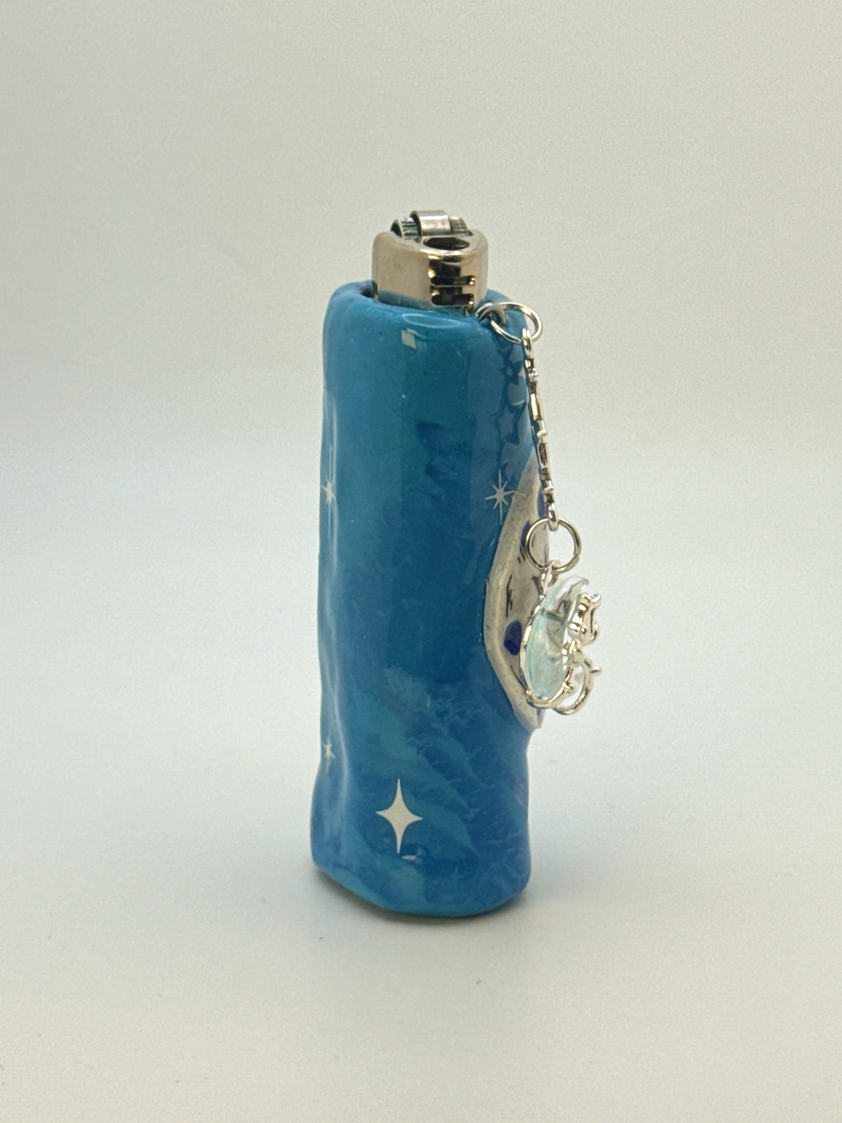 Celestial Moon Case with charm| Fits Standard Bic | Handmade Polymer Clay Art