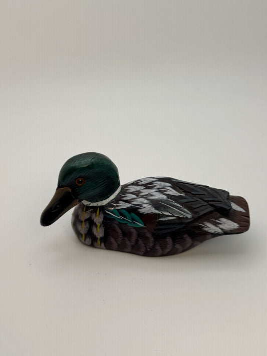 Small Vintage-Style Mallard Duck Figurine | Hand-Painted Mini Bird Decor (3.5”)