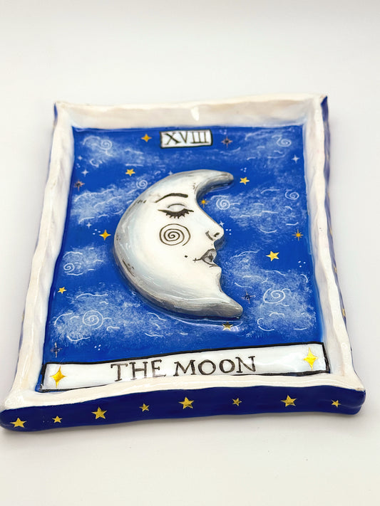 The Moon Tarot Trinket Dish — Handmade Celestial Polymer Clay Dish
