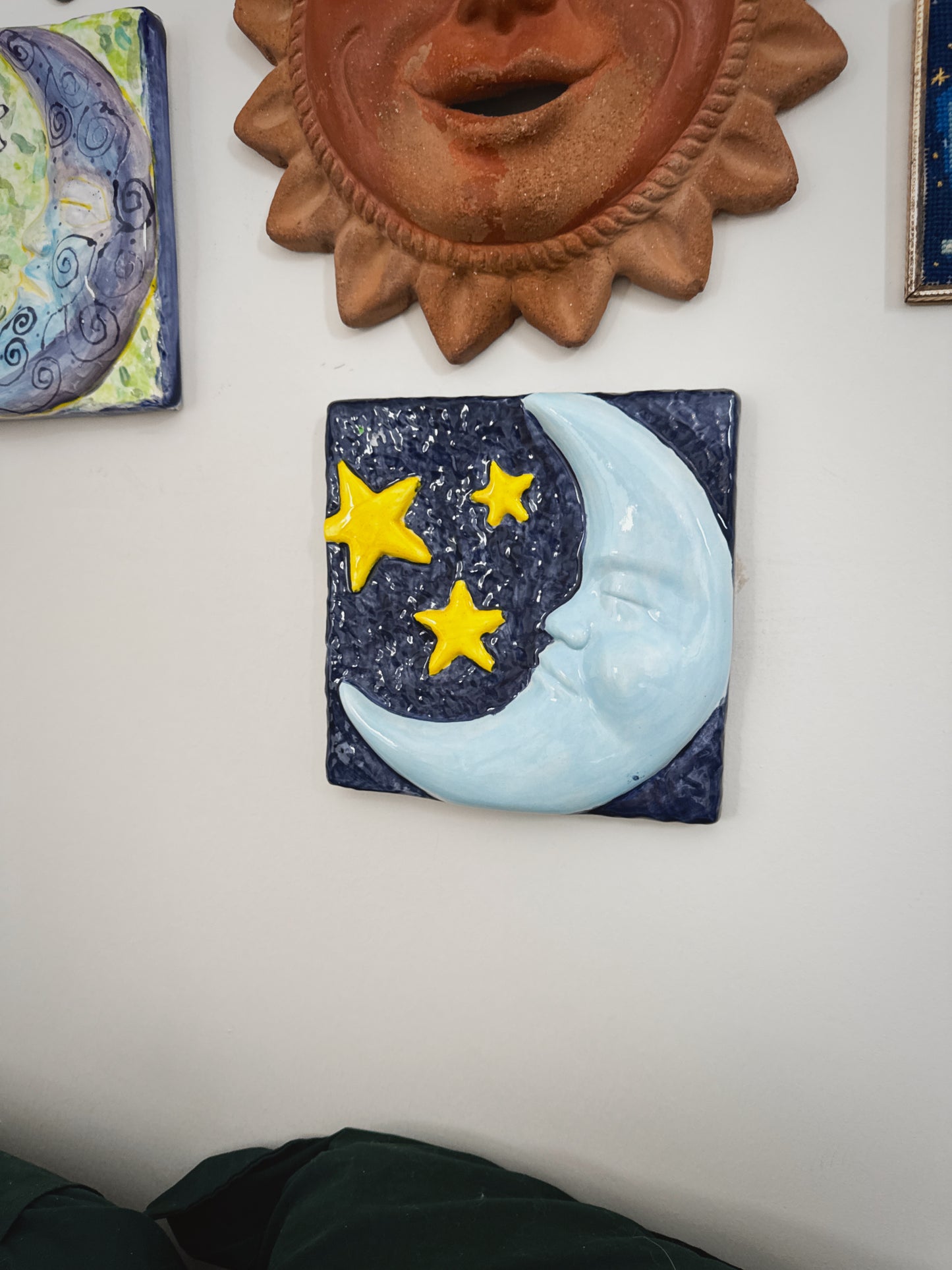 3D Celestial Moon & Stars Wall Plaque – 8.5” Whimsigoth Tile