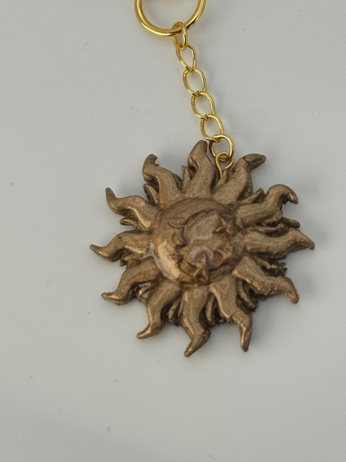 Celestial Sun Bag Charm – Gold Sun & Moon Keychain – Vintage-Inspired Whimsigoth Charm