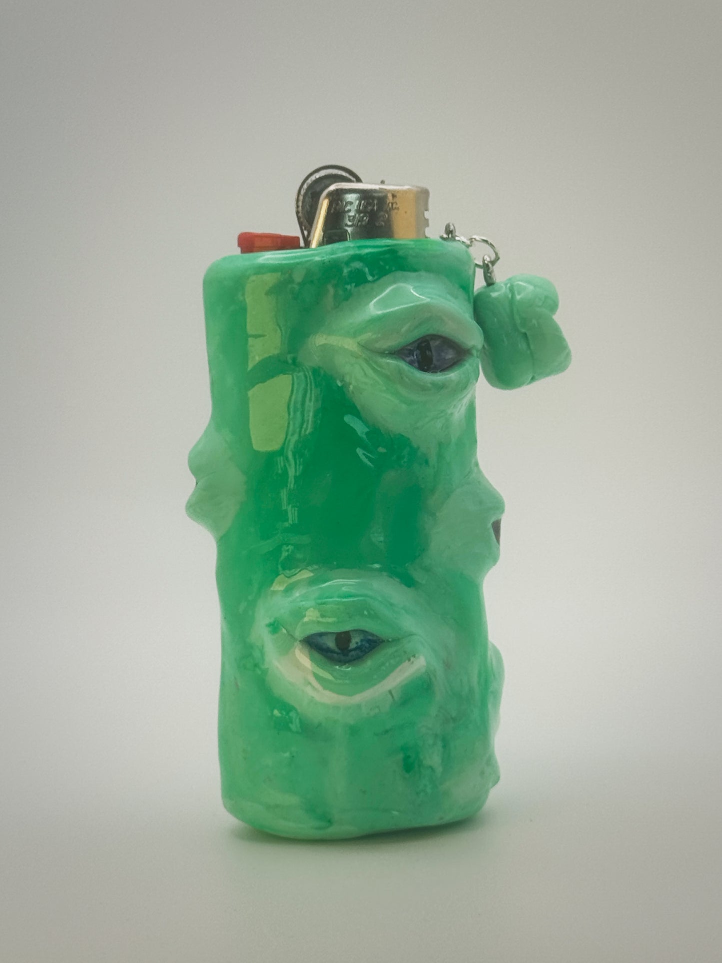 Eyeball Lighter Case with charm| Fits Standard Bic | Handmade Polymer Clay Art