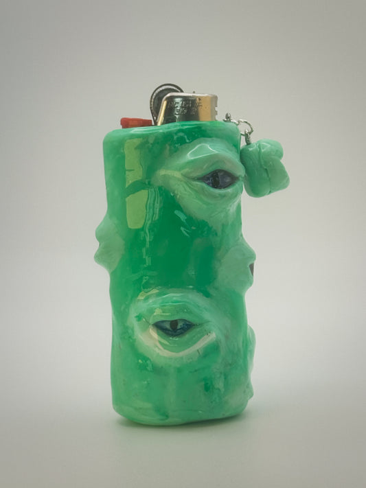 Eyeball Lighter Case with charm| Fits Standard Bic | Handmade Polymer Clay Art