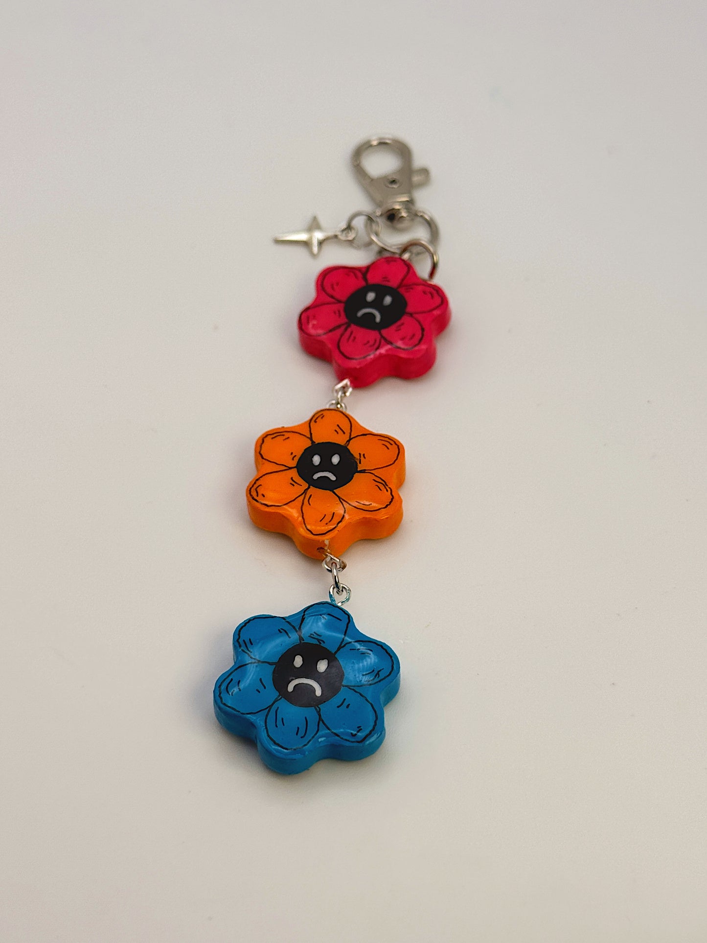 Mood Swing Flower Bag Charm – Handmade Polymer Clay Keychain