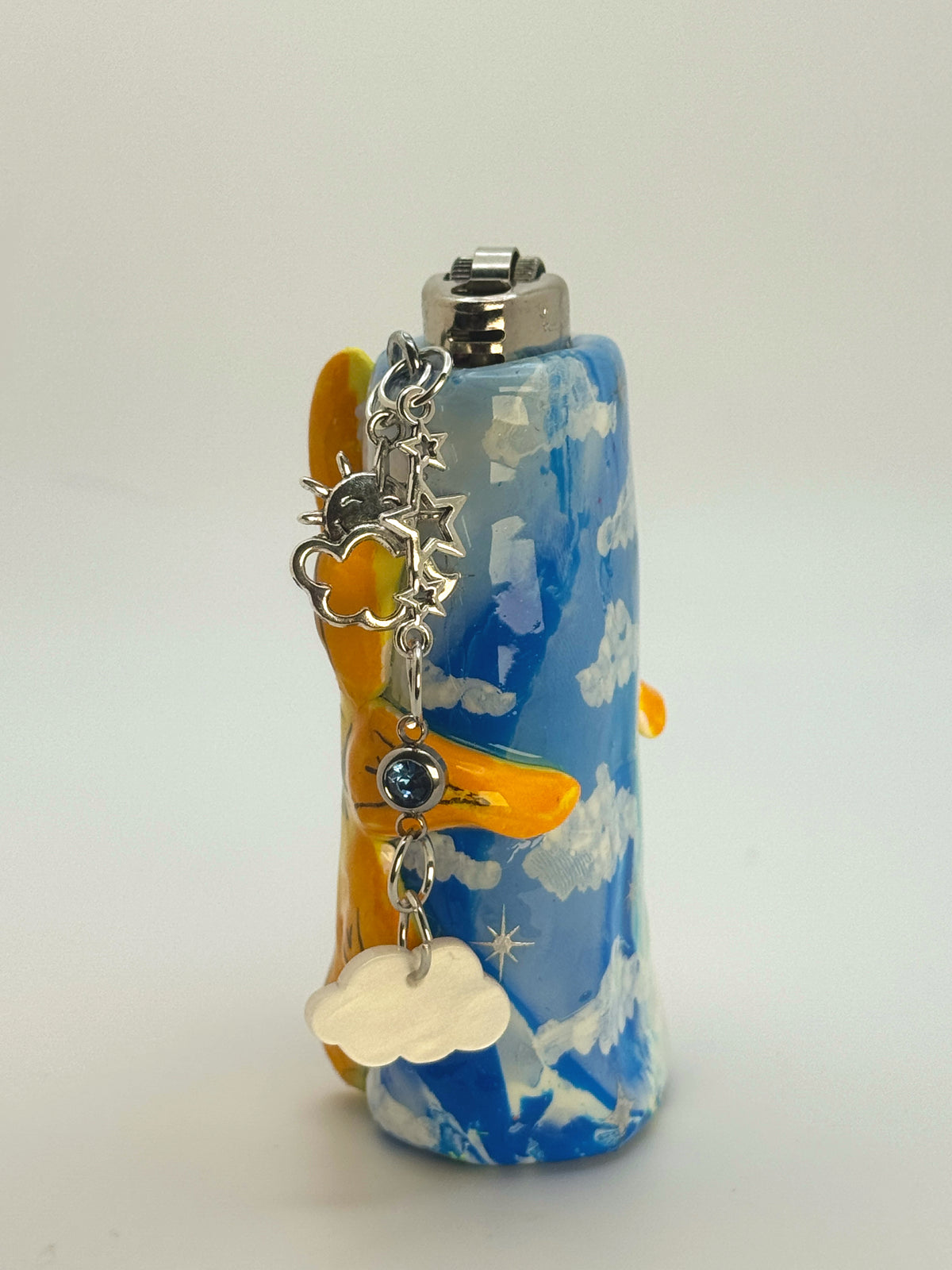 Smoking Sun Case with charm| Fits Standard Bic | Handmade Polymer Clay Art