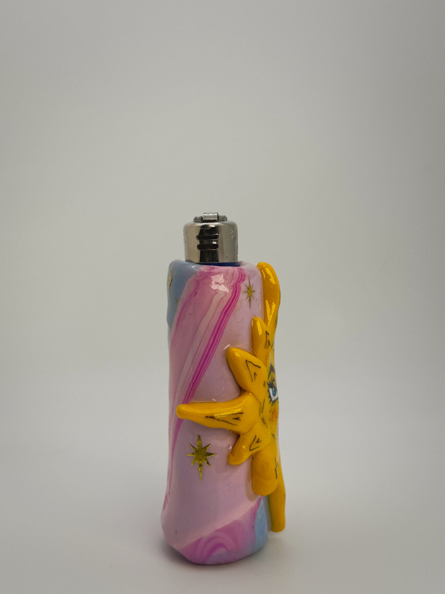 Whimsy Sunny Girl Lighter Case| Fits Standard Bic | Handmade Polymer Clay Art