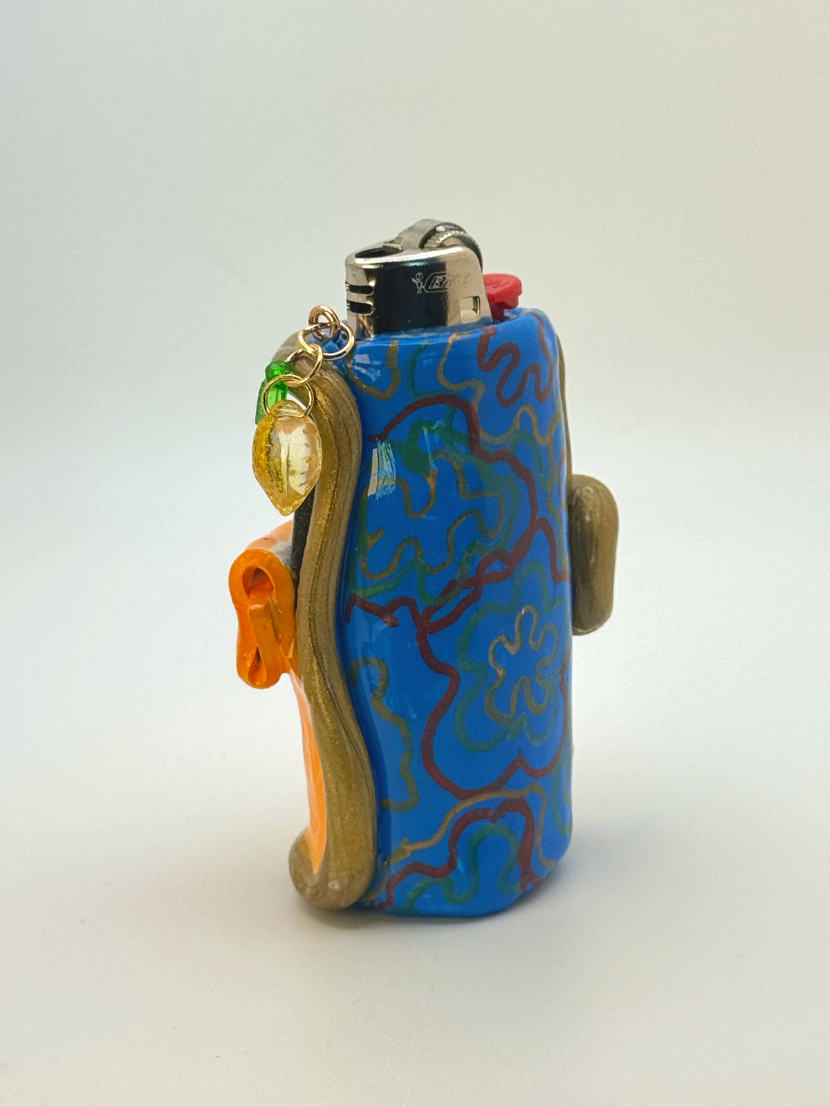 Sardines Tin Case with charm| Fits Standard Bic | Handmade Polymer Clay Art