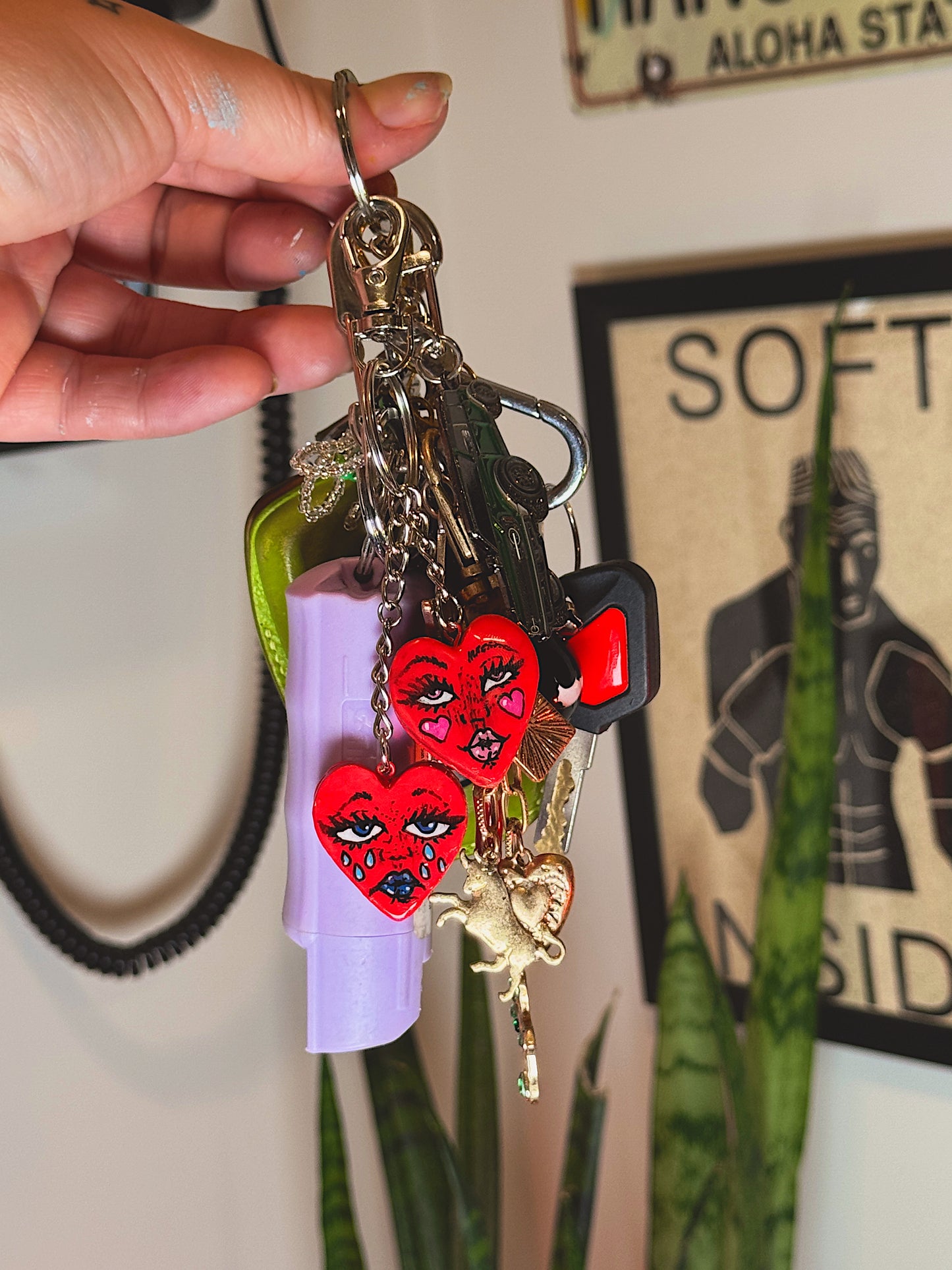 Love Sick Heart Duo Keychain — Handmade Polymer Clay Charm