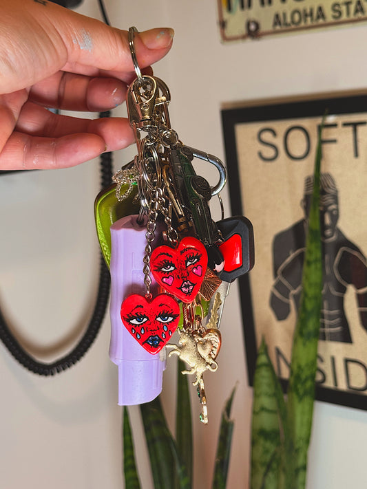 Love Sick Heart Duo Keychain — Handmade Polymer Clay Charm