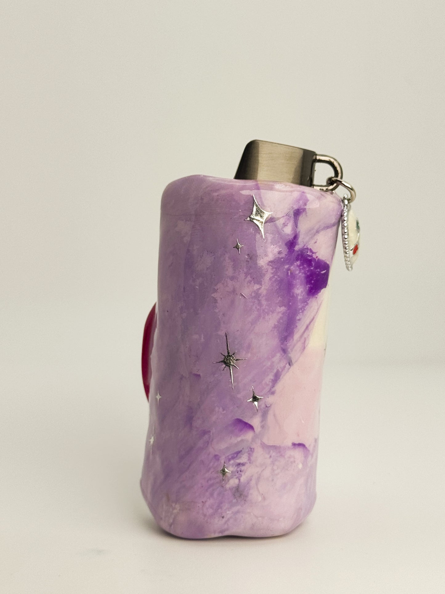 Smoking Berry Lighter Case w/ Charm | Fits Standard Bic | Handmade Polymer Clay Art