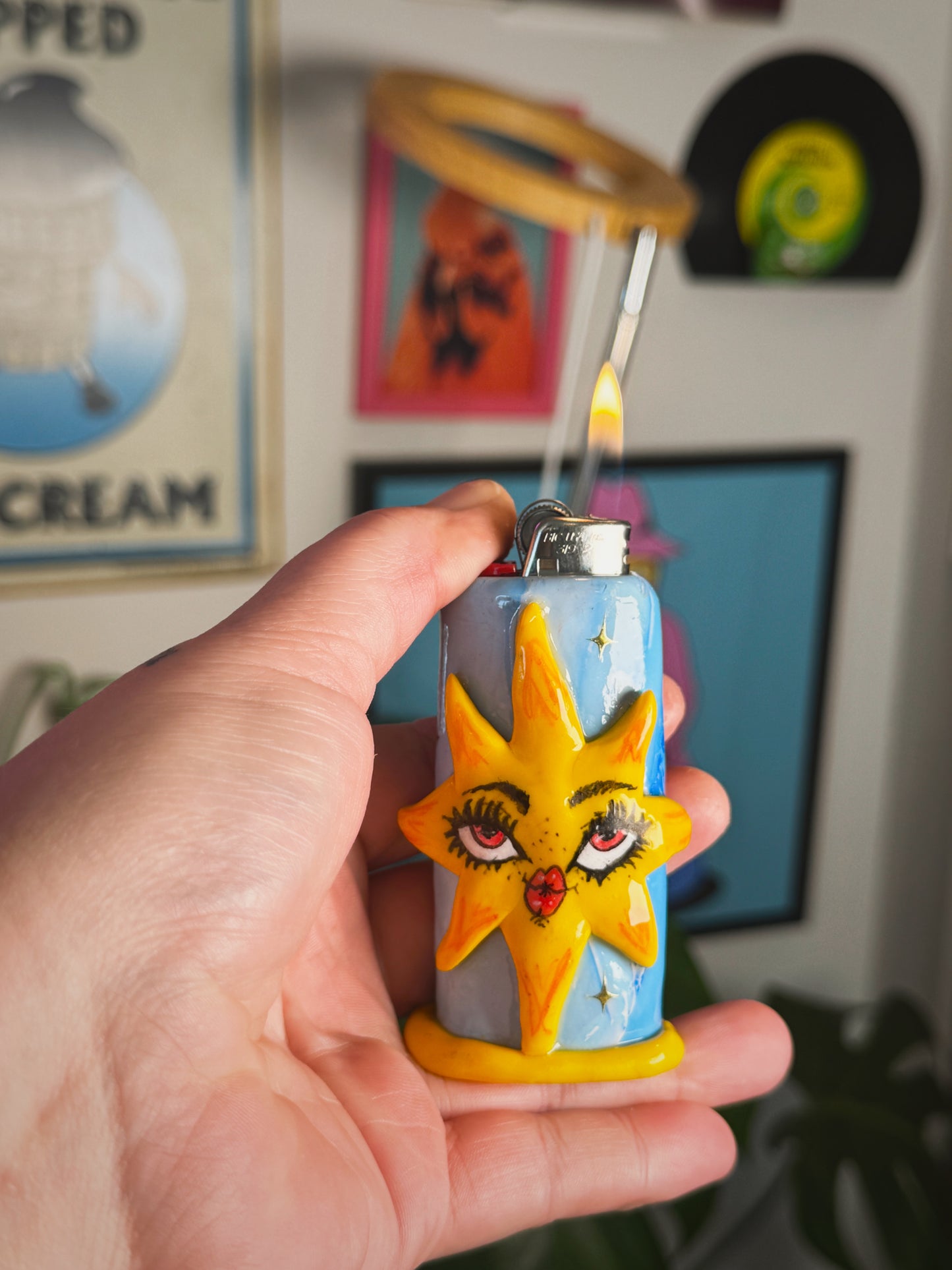 Sunny Girly Lighter Case| Fits Standard Bic | Handmade Polymer Clay Art