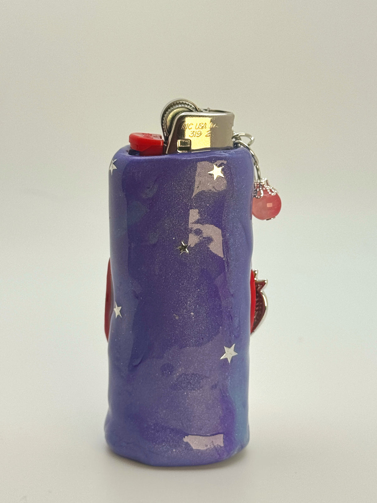 Sassy Strawberry Case with charm| Fits Standard Bic | Handmade Polymer Clay Art