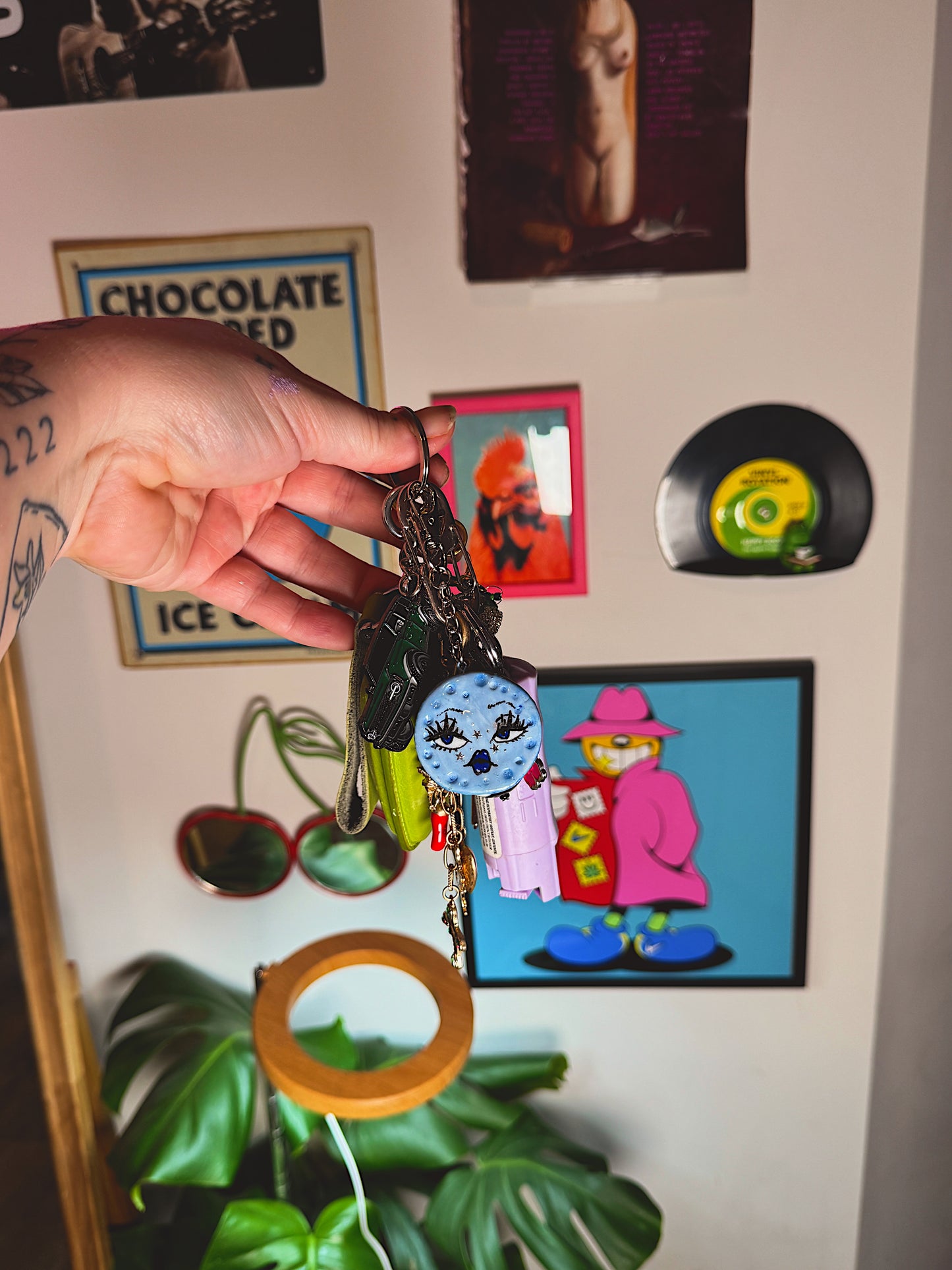 Baby Blue Mini Moon Babe Keychain – Hand-Sculpted Polymer Clay (1.5–2”)