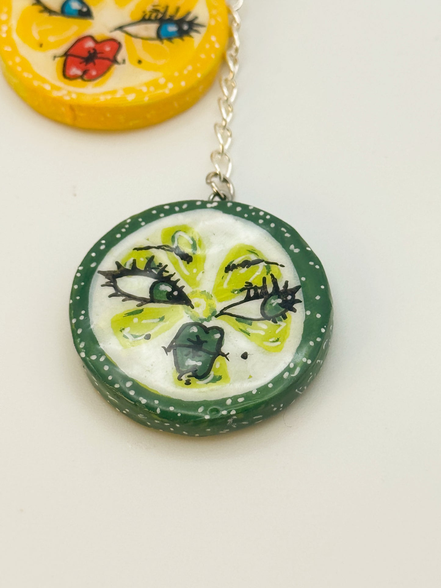 Sassy Lemon & Lime Keychain – Handmade Polymer Clay Bag Charm